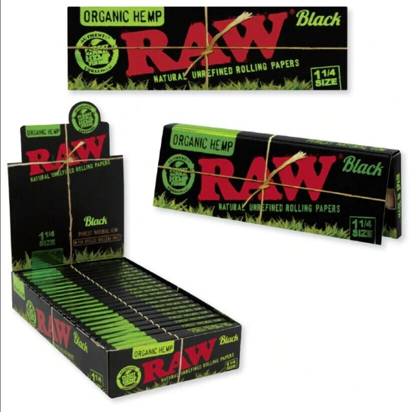 Raw Black Organic Hemp Natural Unrefined Rolling Papers 1 1/4 Size