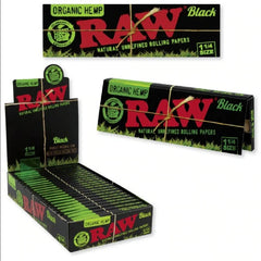 Raw Black Organic Hemp Natural Unrefined Rolling Papers 1 1/4 Size
