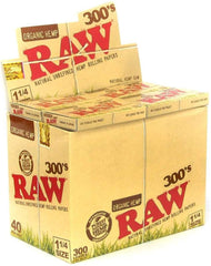 Raw 300's Organic Hemp Natural Unrefined Hemp Rolling Papers 1 1/4 Size